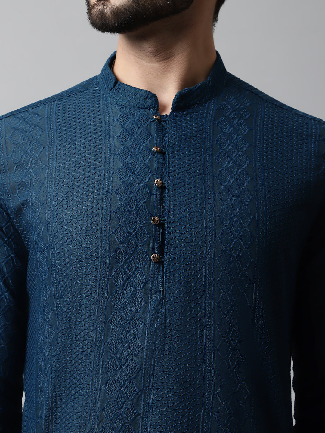 Jompers Men's Embroiderd Kurta - Teal - Distacart