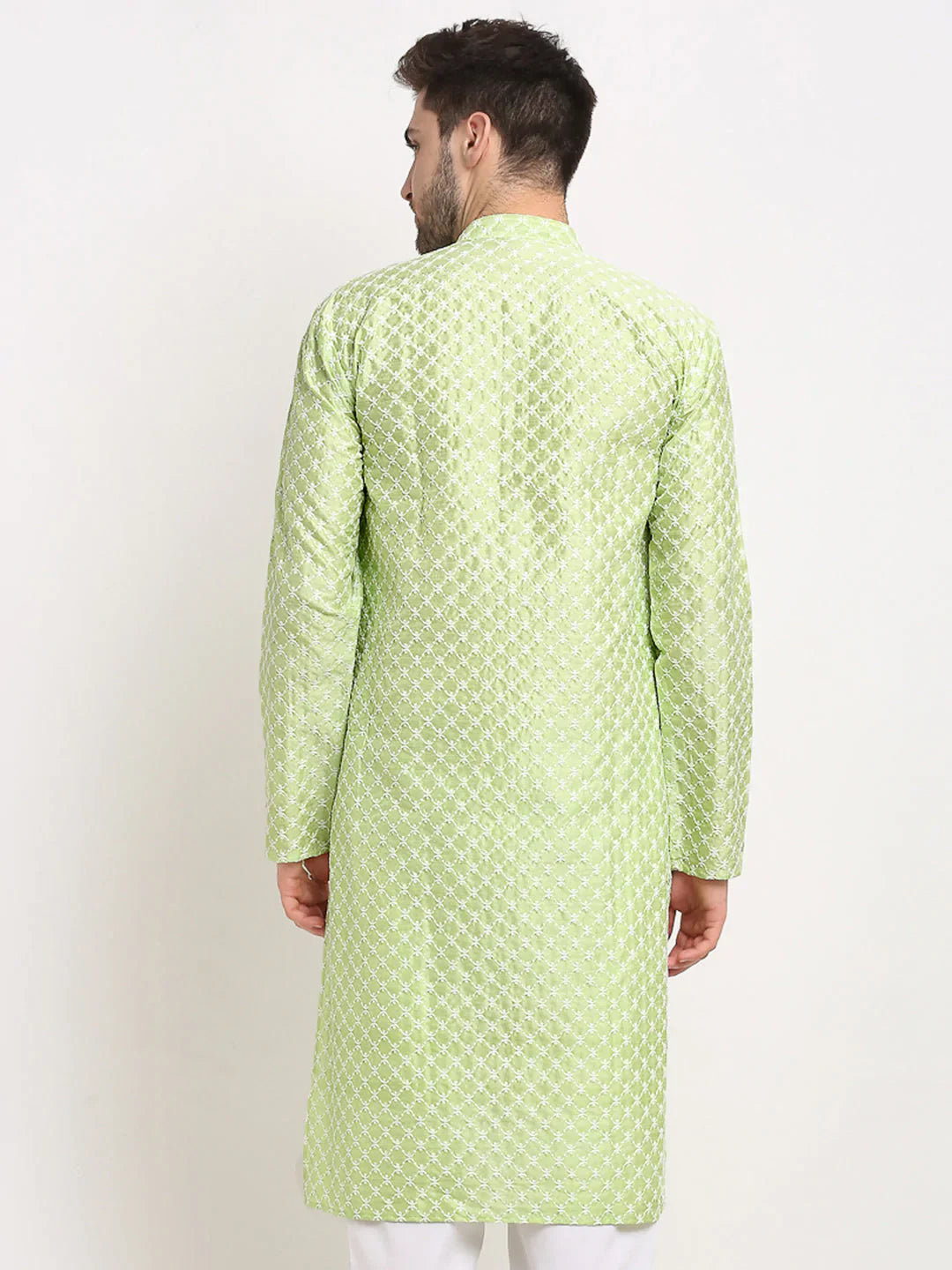 Jompers Men's Green Chikankari Kurta Only - Distacart