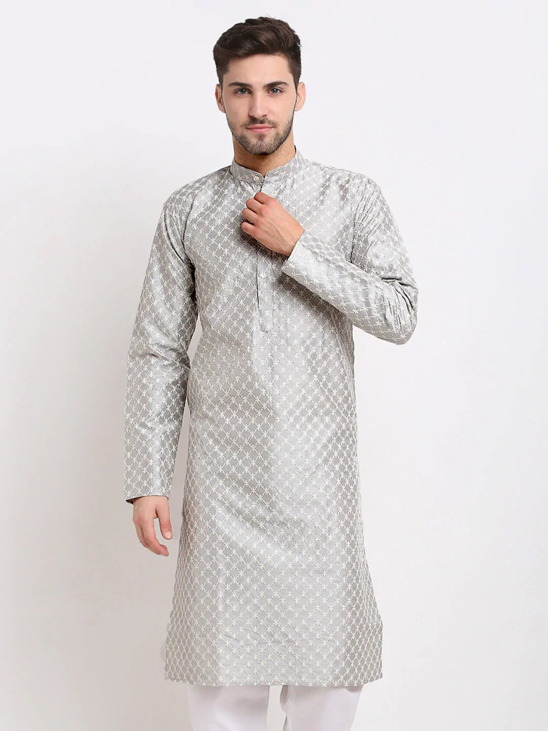 Jompers Men's Grey Chikankari Kurta Only - Distacart