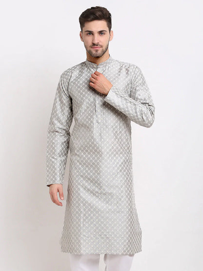 Jompers Men's Grey Chikankari Kurta Only - Distacart