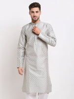 Thumbnail for Jompers Men's Grey Chikankari Kurta Only - Distacart