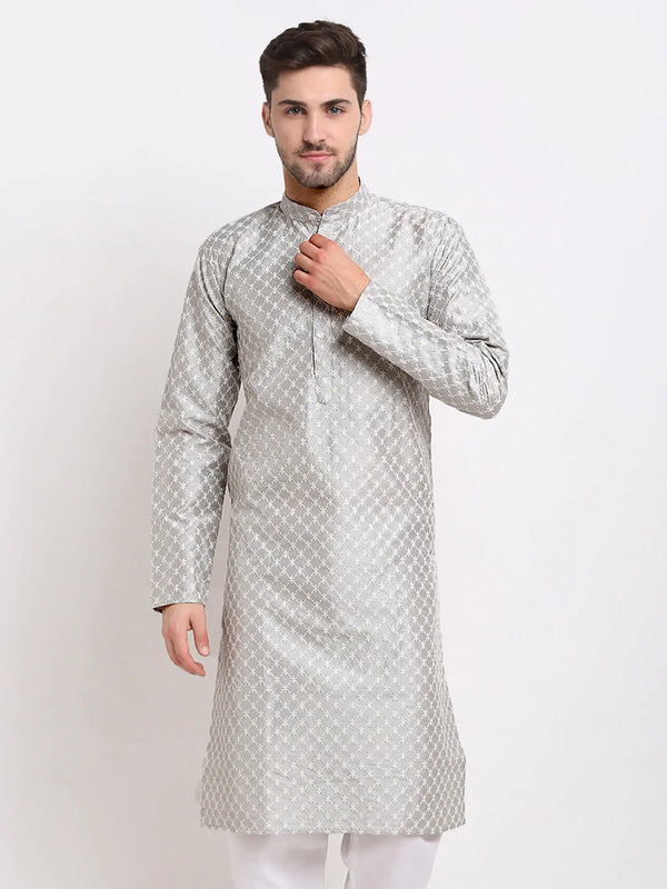 Jompers Men's Grey Chikankari Kurta Only - Distacart