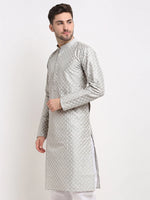Thumbnail for Jompers Men's Grey Chikankari Kurta Only - Distacart
