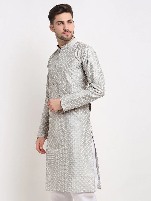 Jompers Men's Grey Chikankari Kurta Only - Distacart