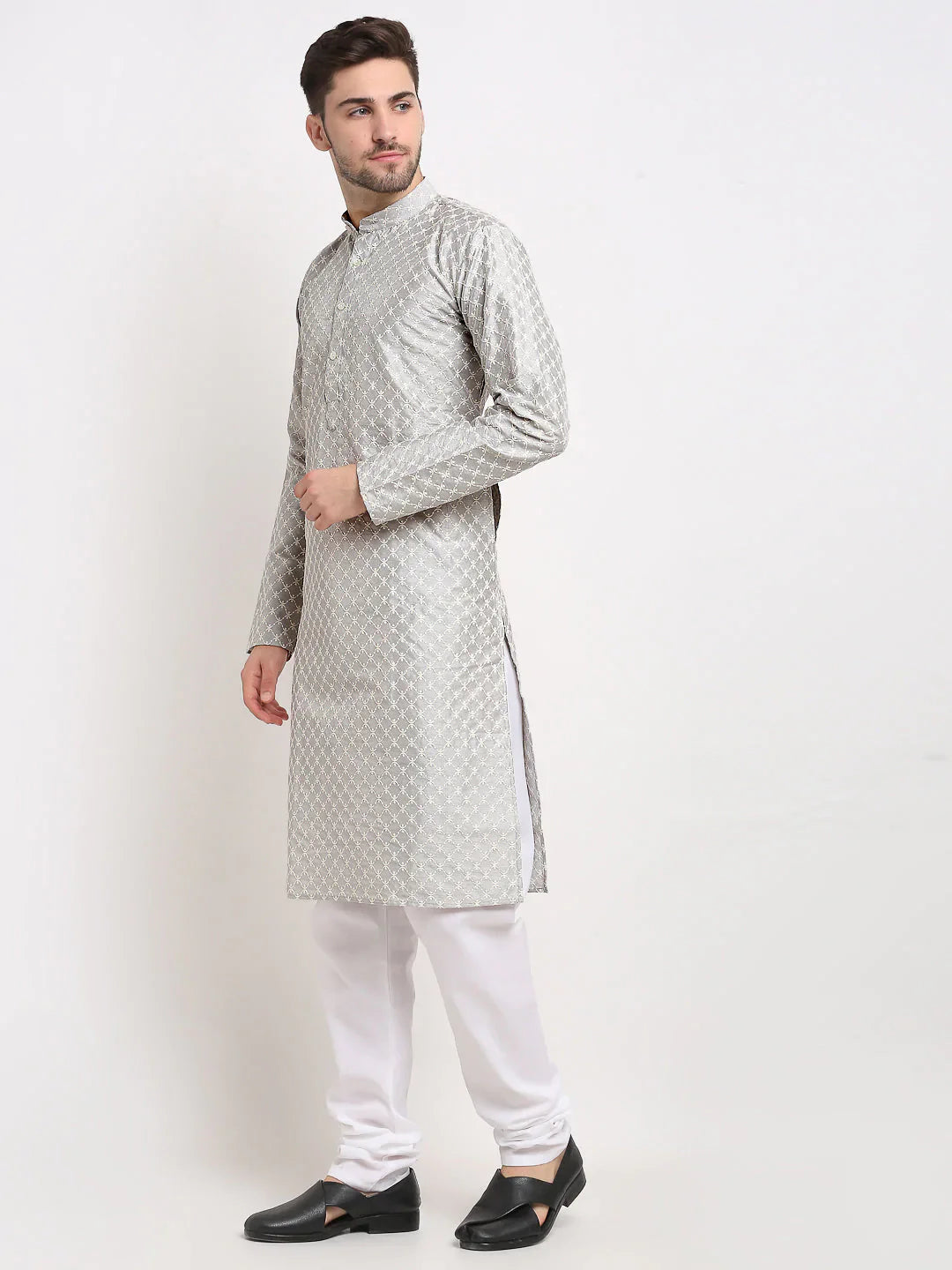 Jompers Men's Grey Chikankari Kurta Only - Distacart