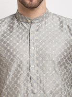 Thumbnail for Jompers Men's Grey Chikankari Kurta Only - Distacart
