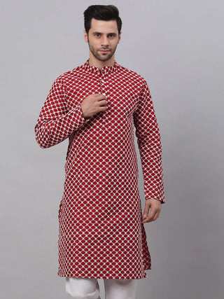Jompers Men's Maroon Chikankari Kurta Only - Distacart