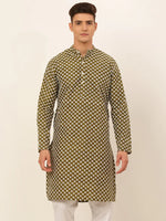 Thumbnail for Jompers Men's Olive Green Chikankari Kurta Only - Distacart