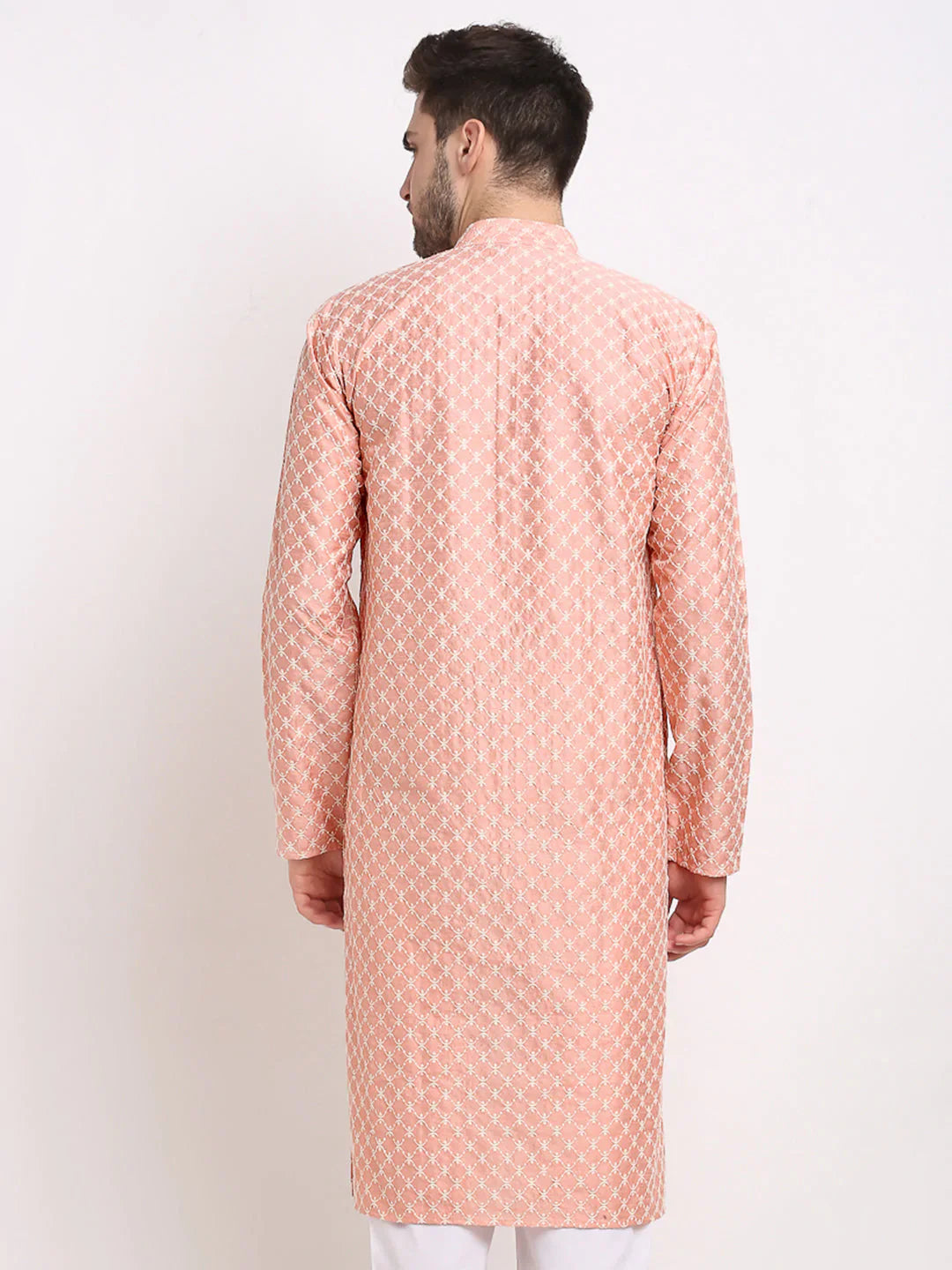 Jompers Men's Peach Chikankari Kurta Only - Distacart
