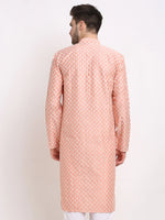 Thumbnail for Jompers Men's Peach Chikankari Kurta Only - Distacart