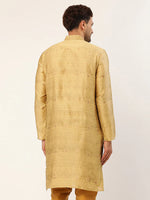 Thumbnail for Jompers Men's Beige Coller Embroidered Woven Design Kurta Only - Distacart