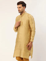 Thumbnail for Jompers Men's Beige Coller Embroidered Woven Design Kurta Only - Distacart