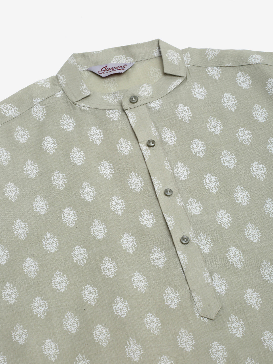 Jompers Men's Cotton Floral printed Kurta - Grey - Distacart