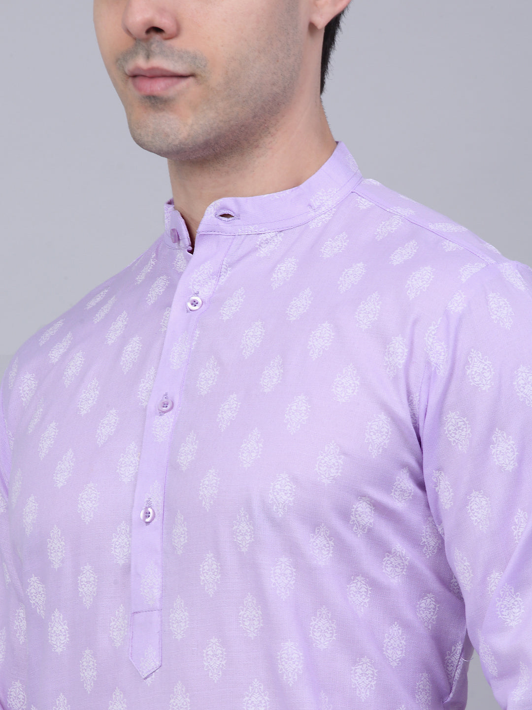 Jompers Men's Cotton Floral printed Kurta - Purple - Distacart