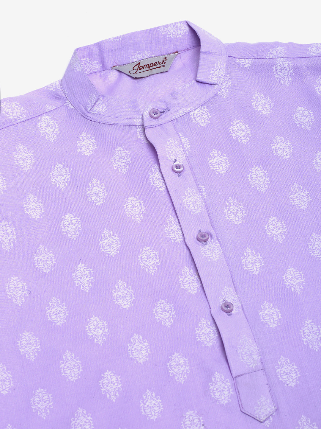 Jompers Men's Cotton Floral printed Kurta - Purple - Distacart