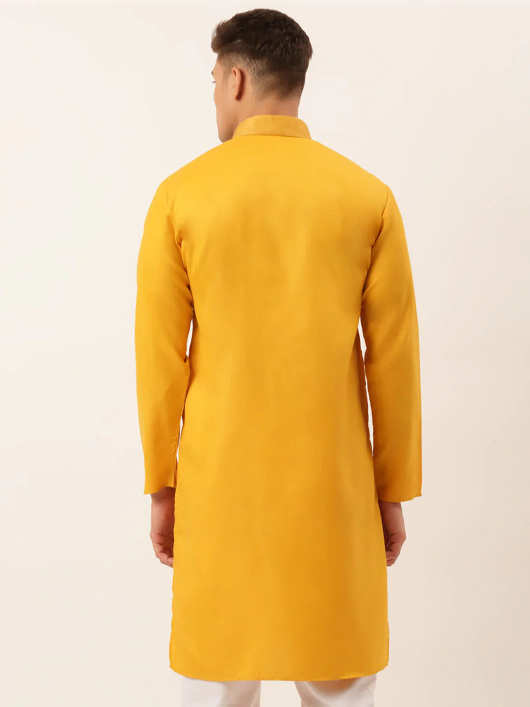 Jompers Men's Cotton Embroidered Kurta - Mustard - Distacart