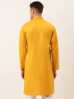 Thumbnail for Jompers Men's Cotton Embroidered Kurta - Mustard - Distacart
