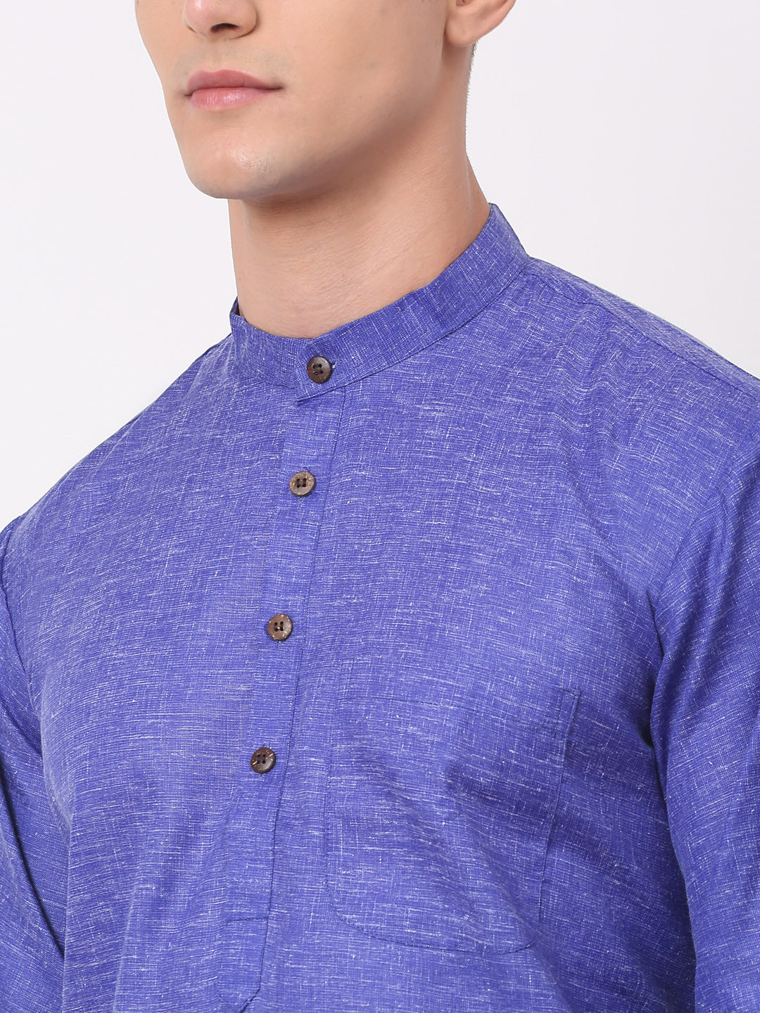 Jompers Men's Cotton Solid Kurta - Blue - Distacart