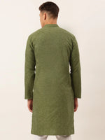Thumbnail for Jompers Men's Cotton Solid Kurta - Olive - Distacart