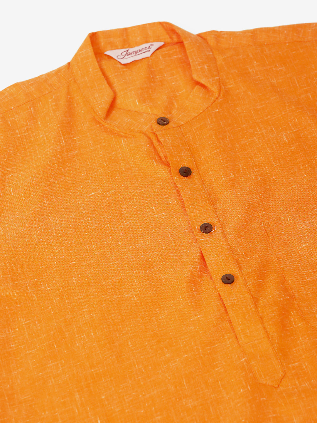 Jompers Men's Cotton Solid Kurta - Orange - Distacart