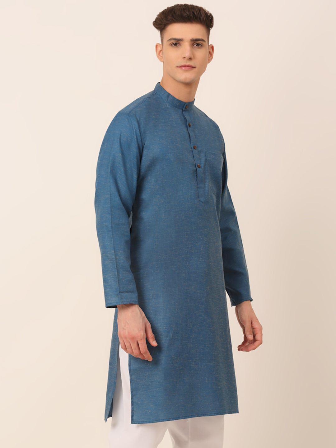 Jompers Men's Cotton Solid Kurta - Peacock - Distacart