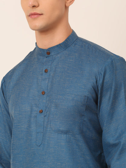Jompers Men's Cotton Solid Kurta - Peacock - Distacart