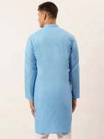 Thumbnail for Jompers Men's Cotton Solid Kurta - Sky Blue - Distacart