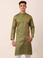 Thumbnail for Jompers Men's Woven Design Jacquard Kurta - Green - Distacart