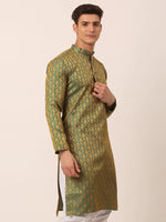 Thumbnail for Jompers Men's Woven Design Jacquard Kurta - Green - Distacart