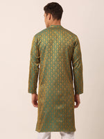 Thumbnail for Jompers Men's Woven Design Jacquard Kurta - Green - Distacart