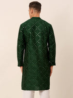 Thumbnail for Jompers Men's Green Mirror Work Kurta Only - Distacart