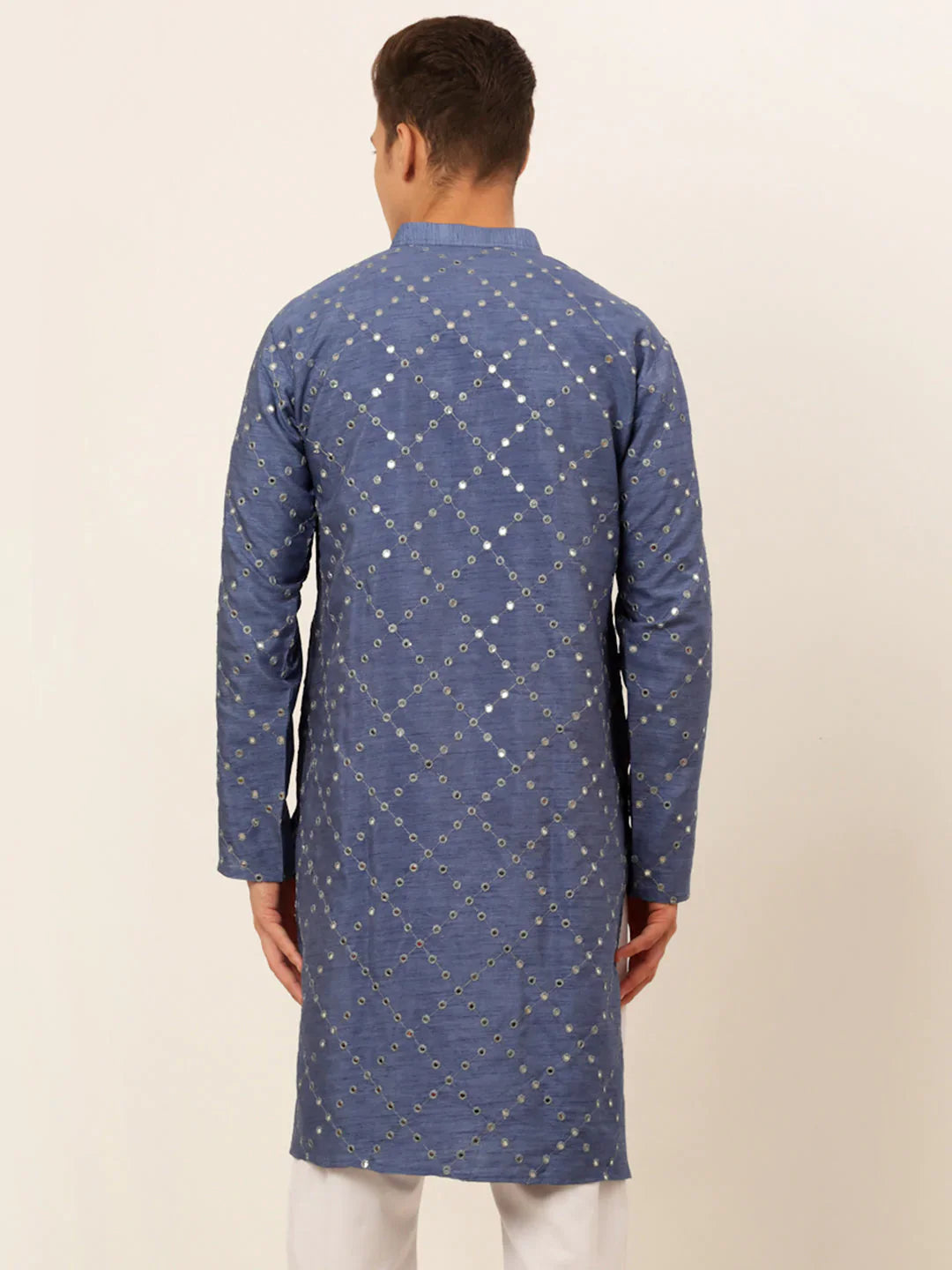 Jompers Men's Grey Mirror Work Kurta Only - Distacart