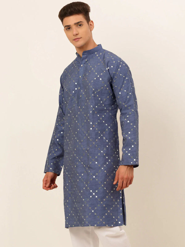 Jompers Men's Grey Mirror Work Kurta Only - Distacart