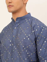 Thumbnail for Jompers Men's Grey Mirror Work Kurta Only - Distacart