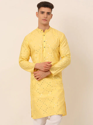 Jompers Men's Lemon Mirror Work Kurta Only - Distacart