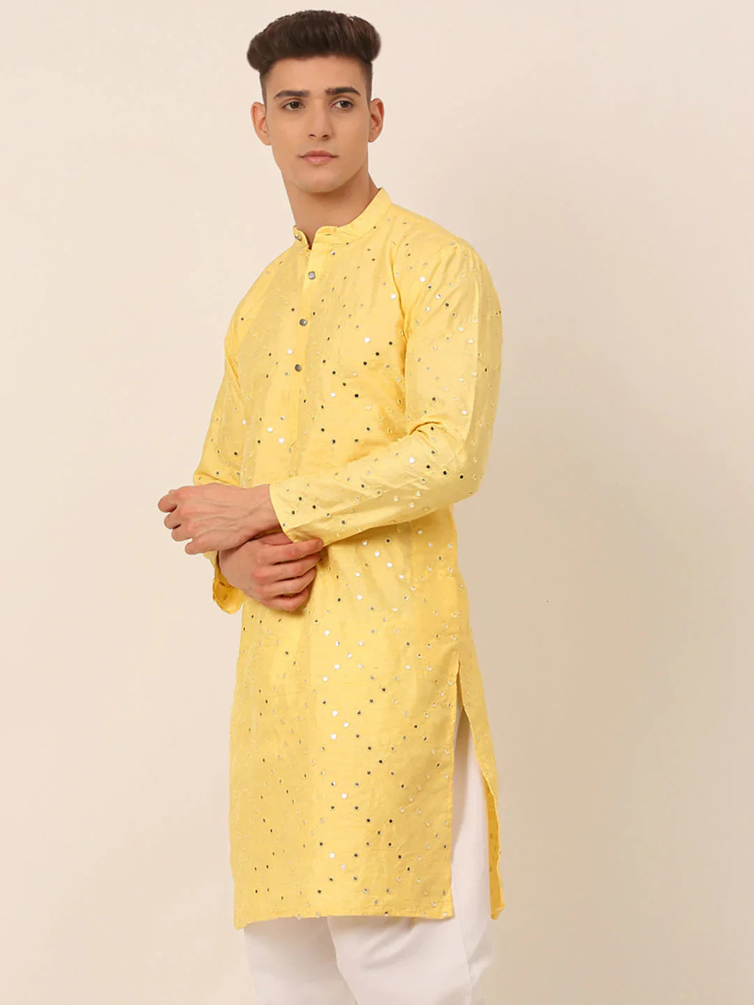 Jompers Men's Lemon Mirror Work Kurta Only - Distacart