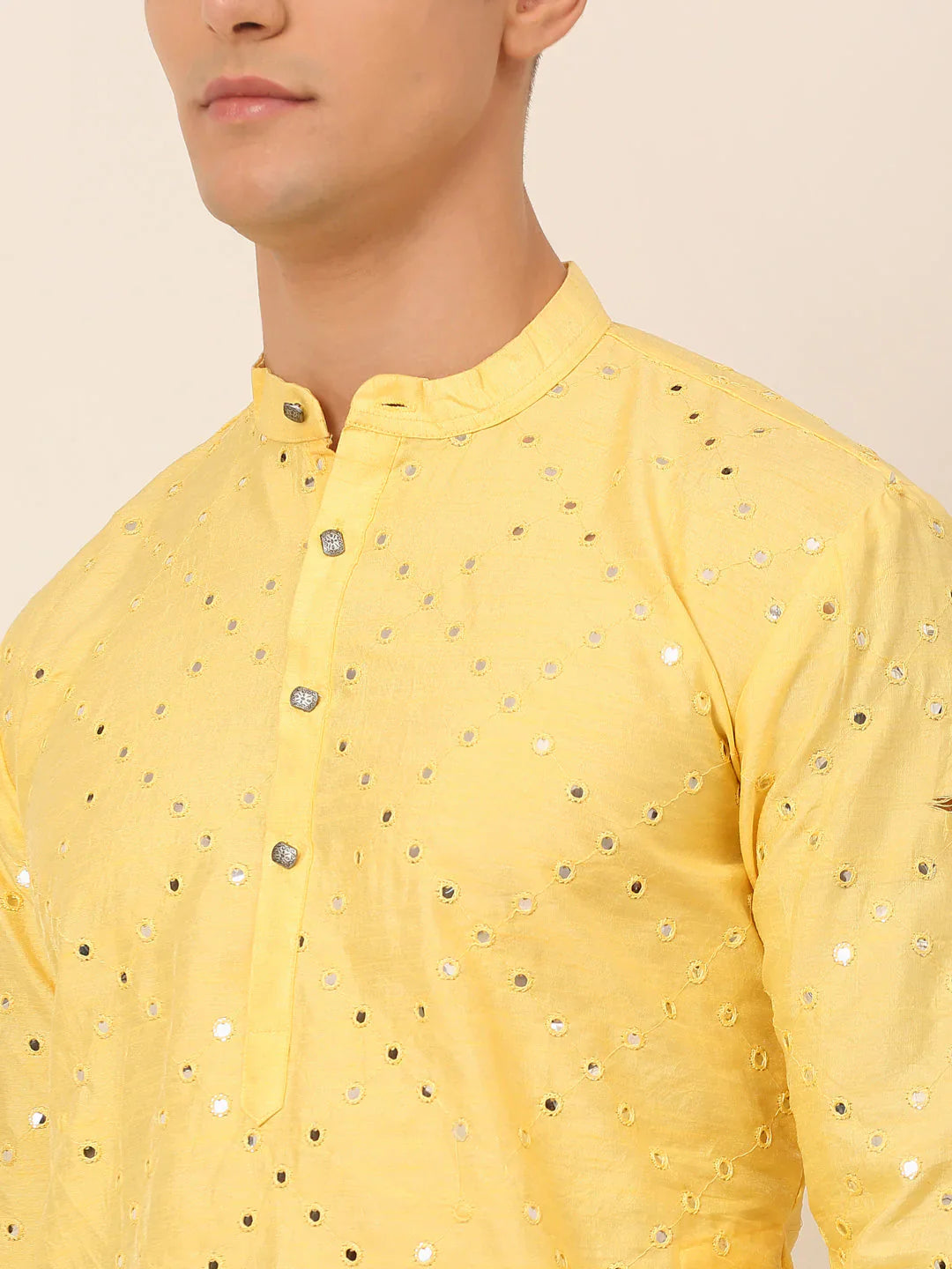 Jompers Men's Lemon Mirror Work Kurta Only - Distacart