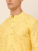 Thumbnail for Jompers Men's Lemon Mirror Work Kurta Only - Distacart