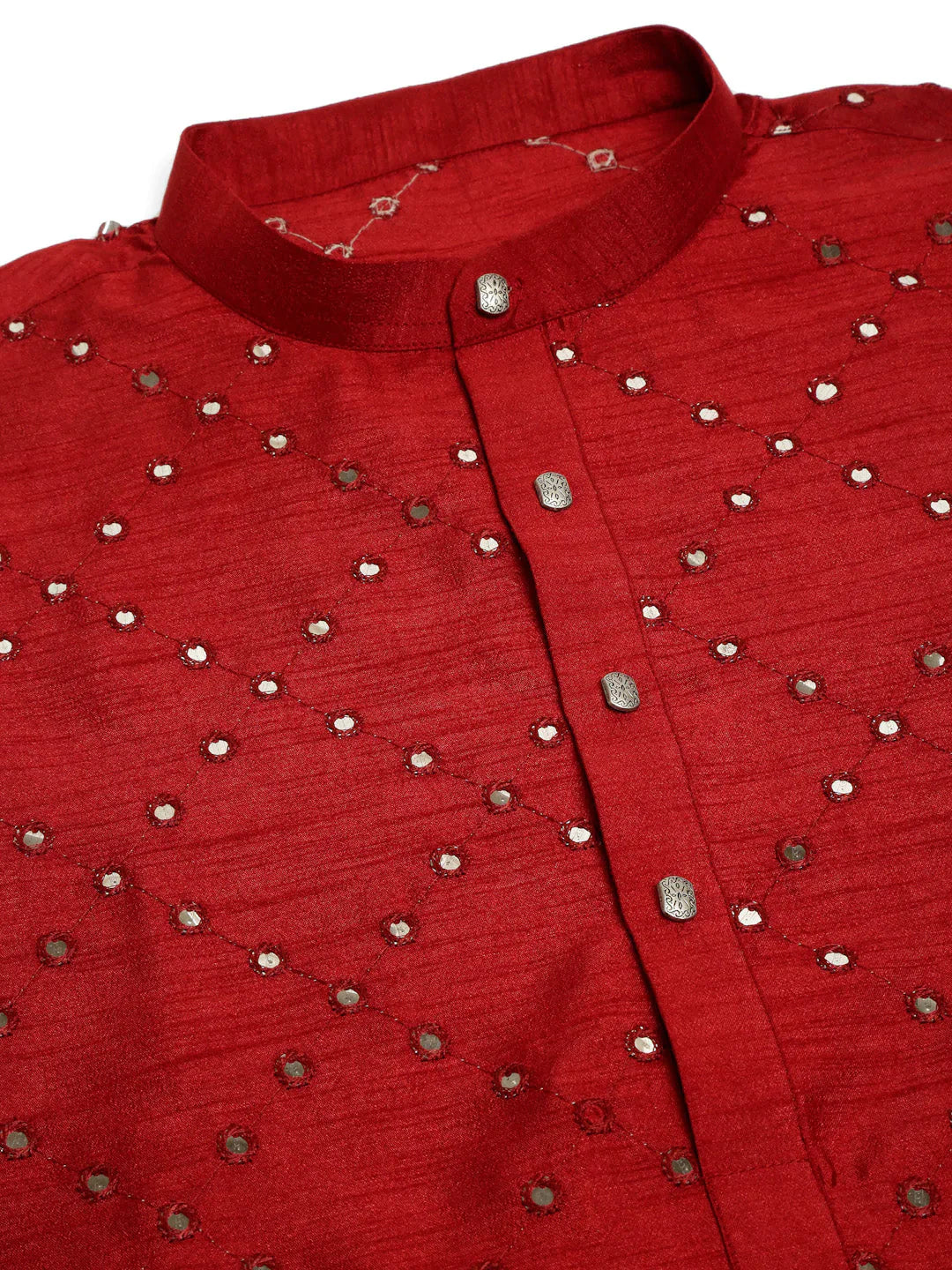 Jompers Men's Maroon Mirror Work Kurta Only - Distacart