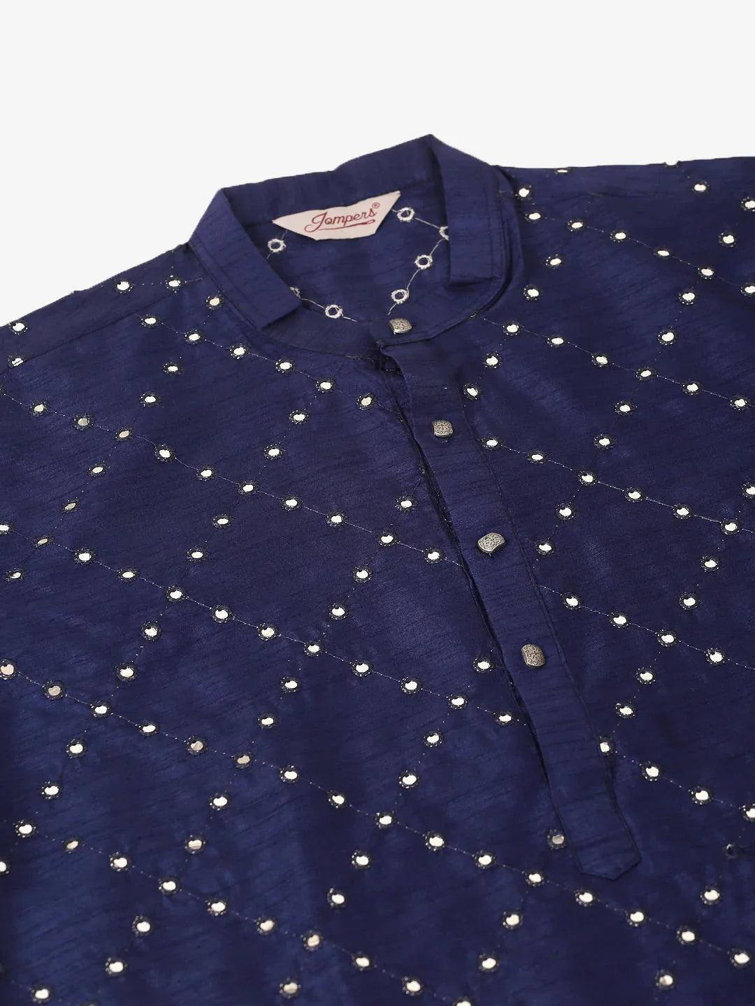 Jompers Men's Navy Blue Mirror Work Kurta Only - Distacart