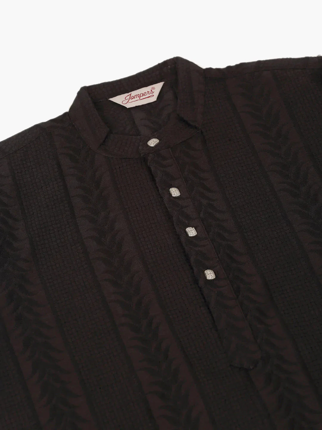 Jompers Men's Pure Cottom Embroidered Kurta Only - Black - Distacart