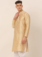 Thumbnail for Jompers Men's Silk Blend Collar Embroidered Kurta only - Beige - Distacart