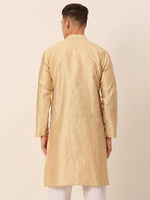 Thumbnail for Jompers Men's Silk Blend Collar Embroidered Kurta only - Beige - Distacart