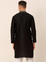 Thumbnail for Jompers Men's Silk Blend Collar Embroidered Kurta only - Black - Distacart