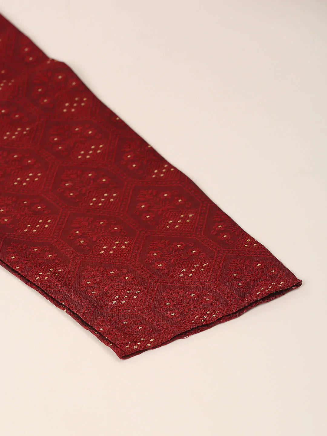 Jompers Men's Silk Blend Collar Embroidered Kurta only - Maroon - Distacart