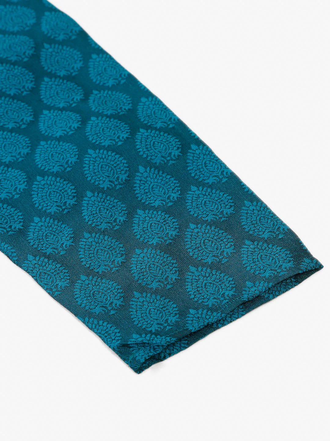 Jompers Men's Silk Blend Collar Embroidered Kurta only - Peacock - Distacart