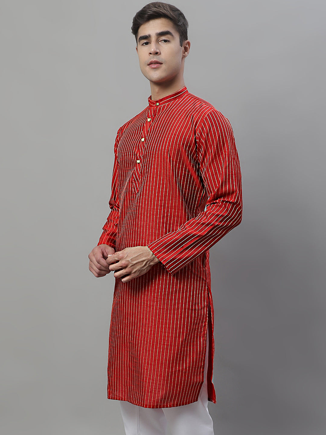 Jompers Men's Maroon Embroidered Kurta - Maroon - Distacart