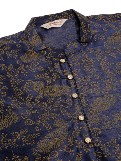Jompers Men's Navy Blue Paisley Printed Kurta Only - Distacart