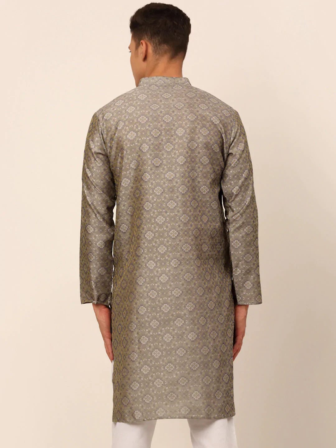 Jompers Men's Grey Floral Printed Kurta Only - Distacart