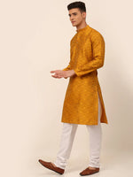 Thumbnail for Jompers Men's Mustard Floral Printed Kurta Only - Distacart